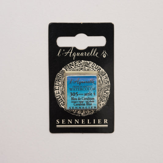 Sennelier l'Aquarelle 305 Cerulean Blue Red Shade half pan S4