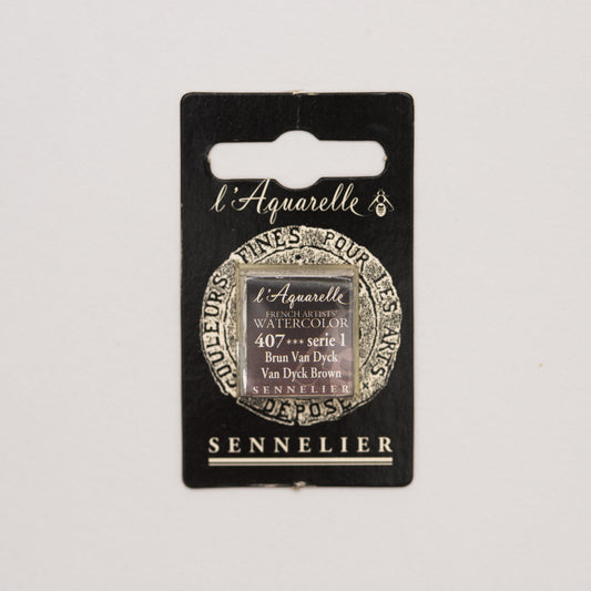 Sennelier l'Aquarelle 407 Van Dyck Brown half pan S1