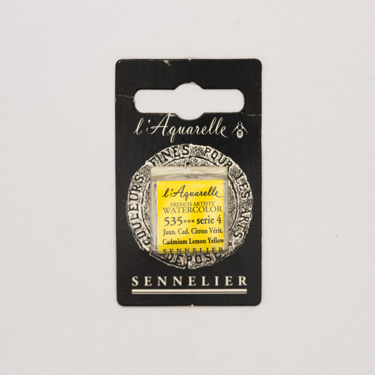 Sennelier l'Aquarelle 535 Cadmium Lemon Yellow half pan S4
