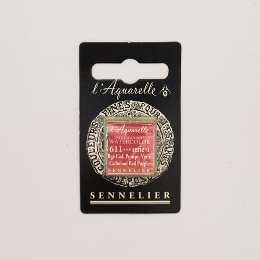 Sennelier l'Aquarelle 611 Cadmium Red Purple half pan S4