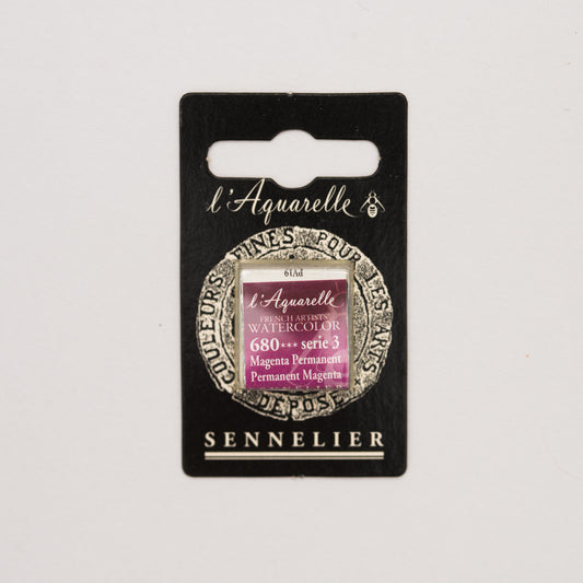 Sennelier l'Aquarelle 680 Permanent Magenta half pan S3