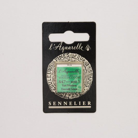 Sennelier l'Aquarelle 847 Emerald Green half pan S1