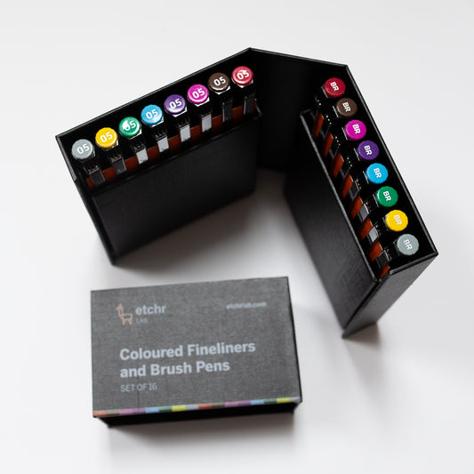 Etchr Fineliner-Stifte – farbig. 16er-Set
