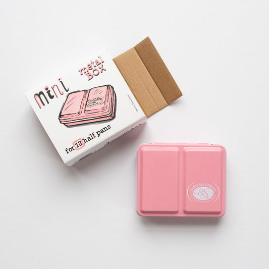 Roman Szmal Empty Metal Watercolour Box Mini, Holds 12 Half-Pans Pink