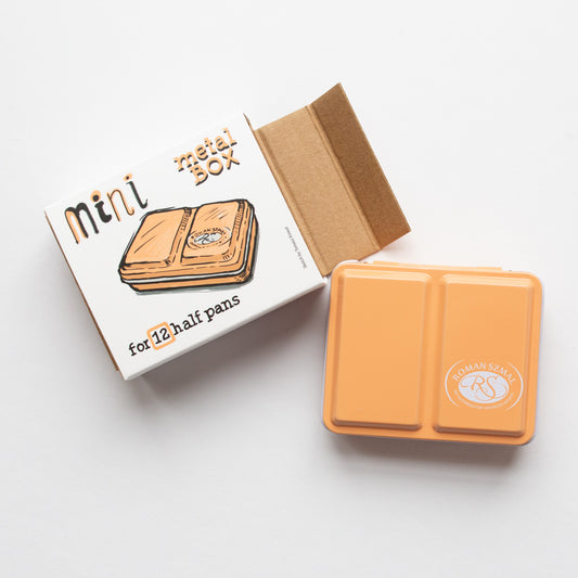 Roman Szmal Empty Metal Watercolour Box Mini, Holds 12 Half-Pans Apricot