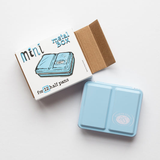 Roman Szmal Empty Metal Watercolour Box Mini, Holds 12 Half-Pans Blue