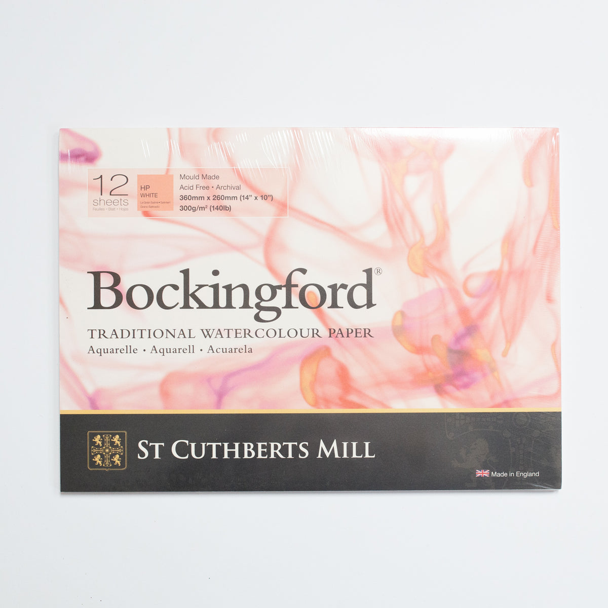 St. Cuthberts Bockingford Hot pressed Wit 300g 36x26cm 12 vel 4 zijdig verlijmd