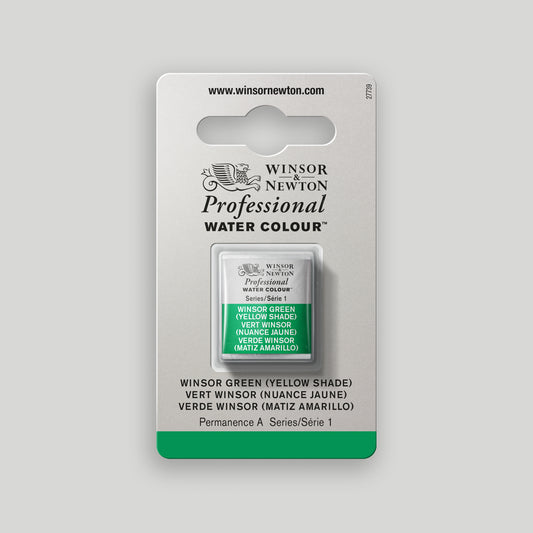 Winsor & Newton Professional Water Colour half pan Winsor Green (Yellow shade) 1