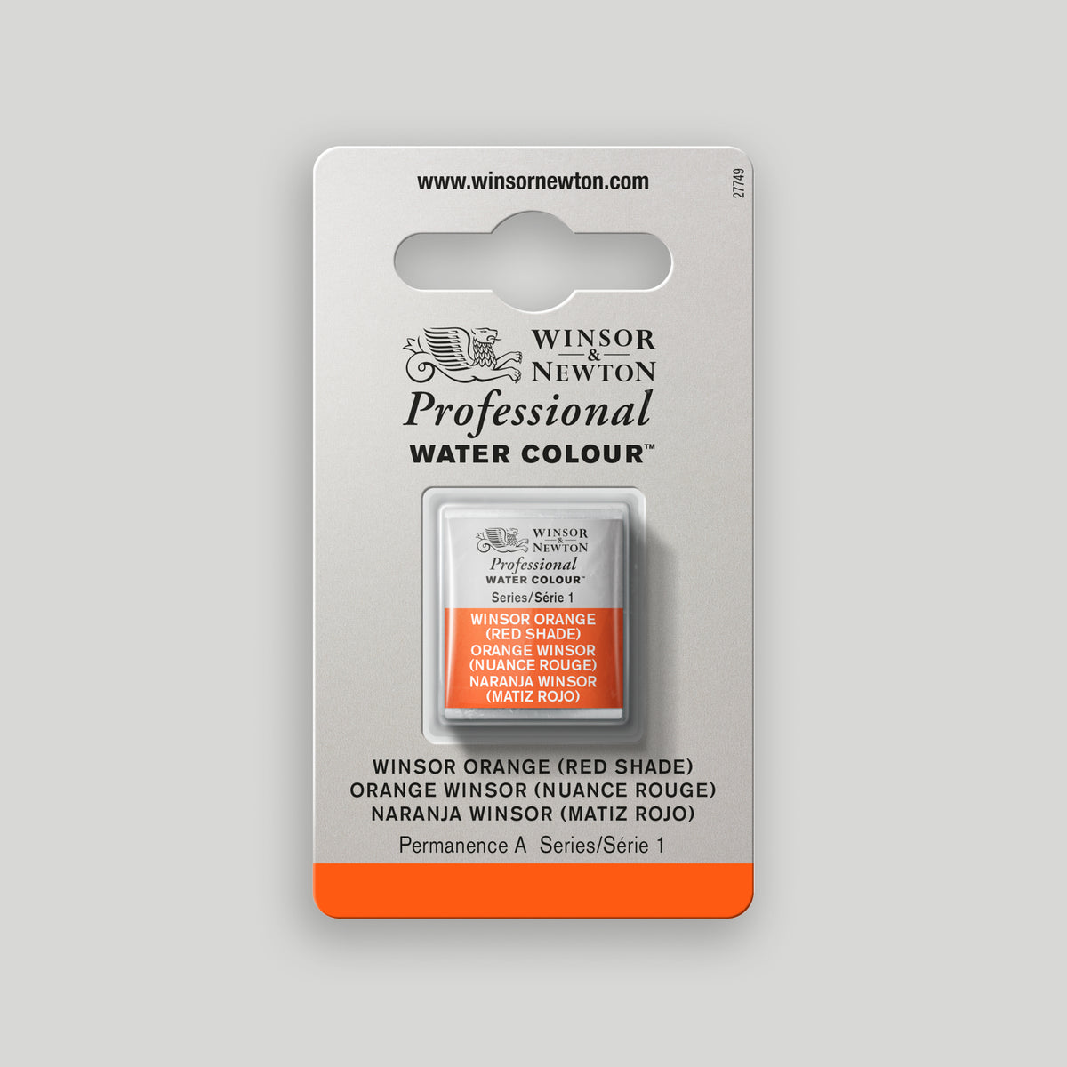 Winsor & Newton Professional Water Colour half pan Winsor Orange (Red shade) 1