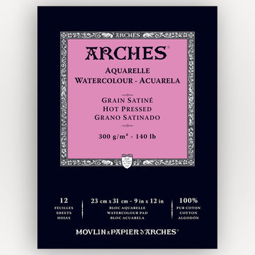 Arches Hot Pressed 300g 23x31cm 12 sheets