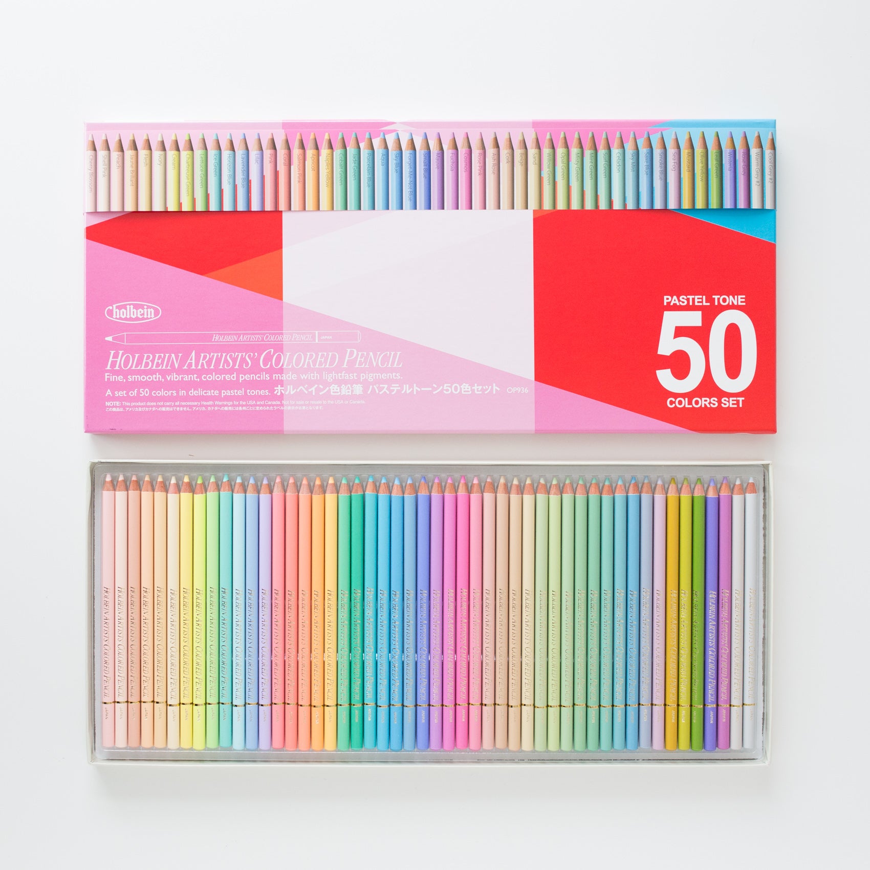 Holbein Artists' 50 Colored Pencil Pastel Tone Set in Paper Box