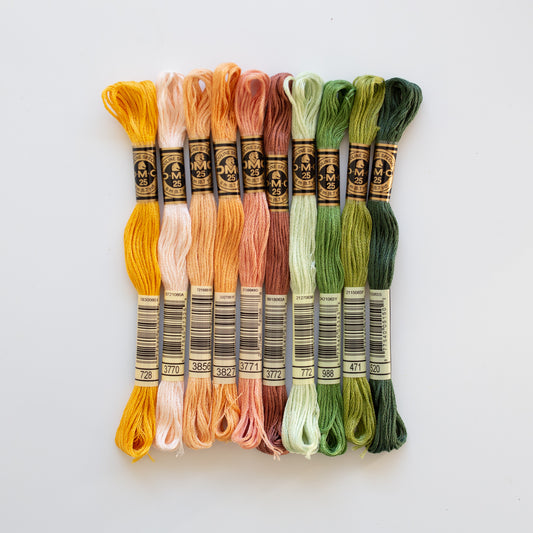 Set „Soft toned Flowers“ 10 DMC-Garne (9+1 gratis)