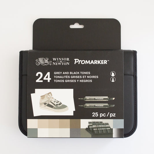 Winsor & Newton Promarker Set 24+1 Black & Greys