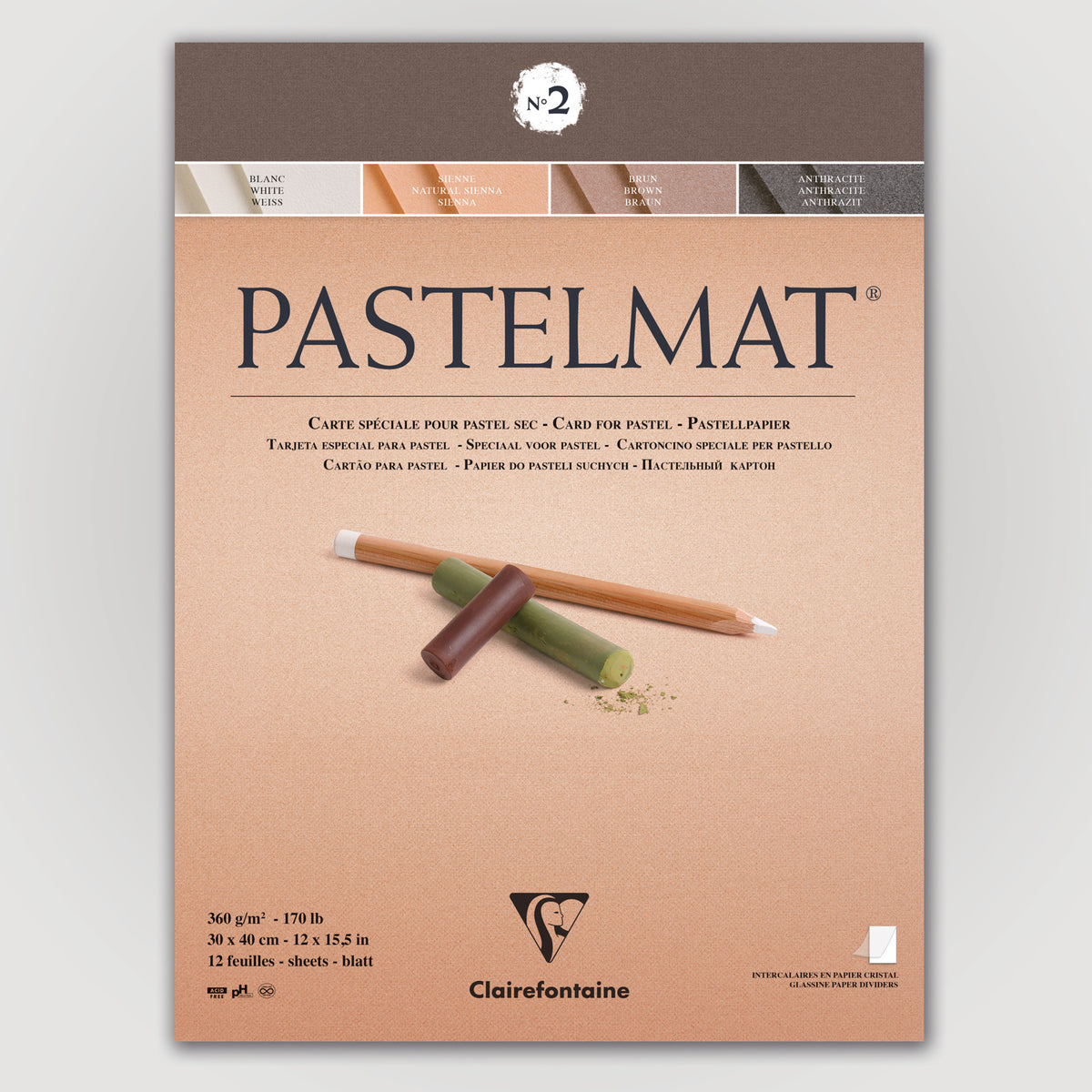 Clairefontaine Pastelmat N°2 360g 30x40 ass 12 sheets