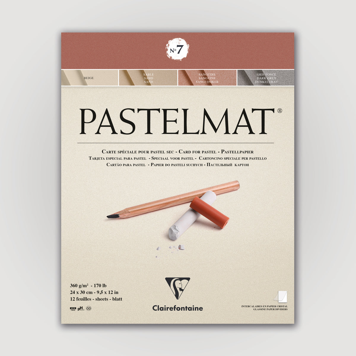 Clairefontaine Pastelmat N°7 360g 24x30 12 sheets