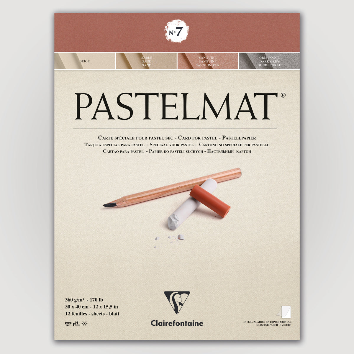 Clairefontaine Pastelmat N°7 360g 30x40 12 sheets