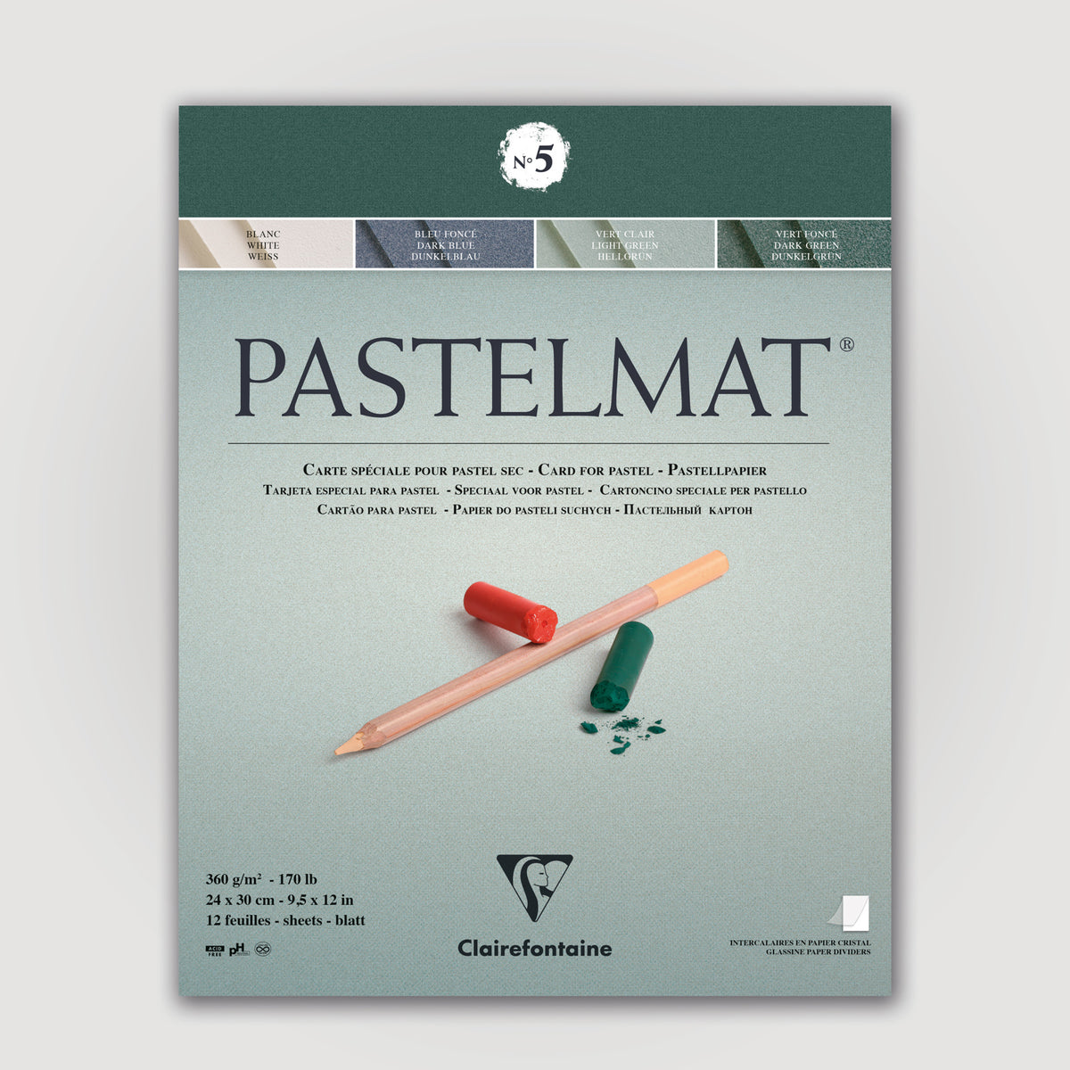 Clairefontaine Pastelmat N°5 360g 24x30 groen 12 sheets