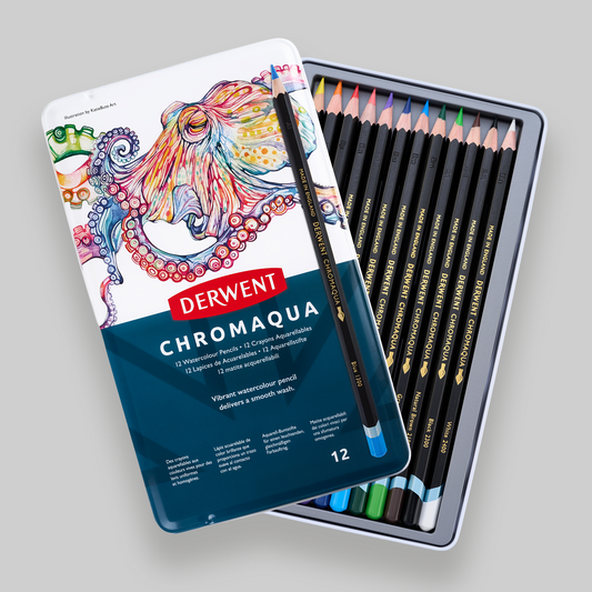 Derwent Chromaqua Pencil Tin of 12 Pencils