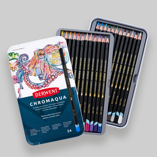 Derwent Chromaqua Pencil Tin of 24 Pencils