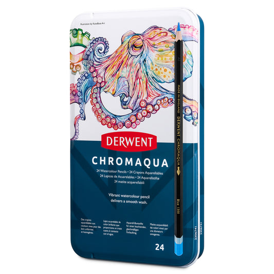 Derwent Chromaqua Pencil Tin of 24 Pencils