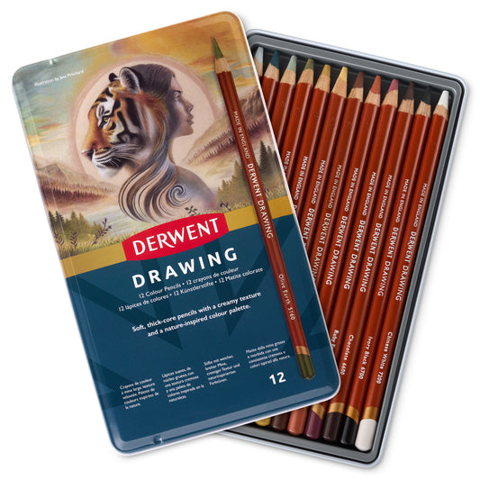 Derwent Drawing Pencil Tin of 12 Pencils