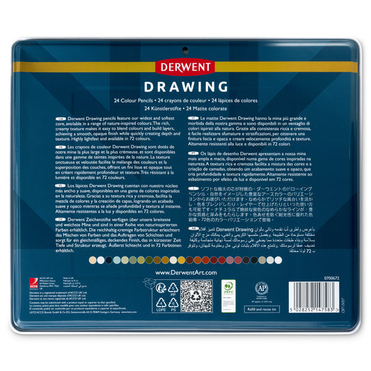 Derwent Drawing Pencil Tin of 24 Pencils