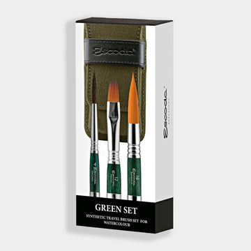 Escoda Green Synthetic travel brush set 1273