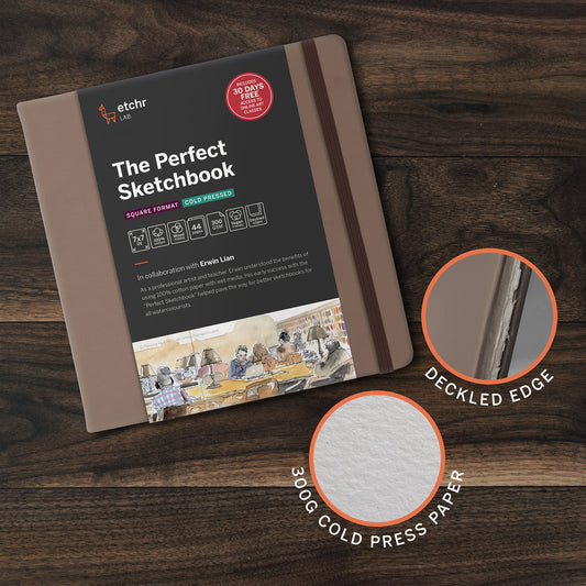 Etchr The Perfect Sketchbook 7" Square Cold Pressed 300g Deckled Edition