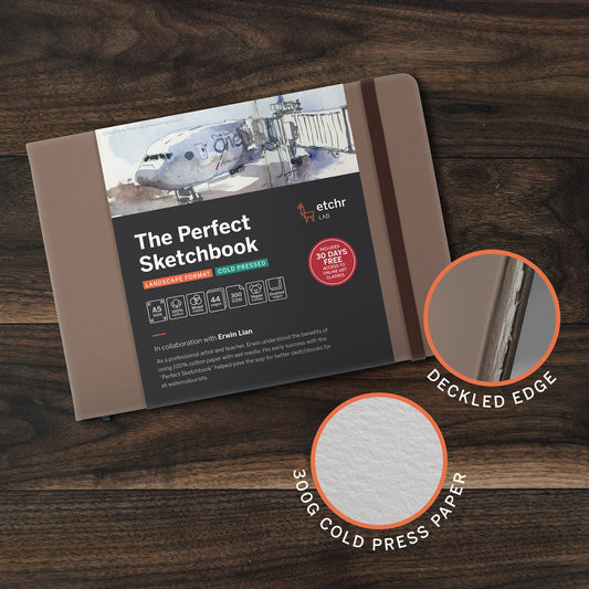 Etchr The Perfect Sketchbook A5 Landscape Cold Pressed 300g Deckled Edition