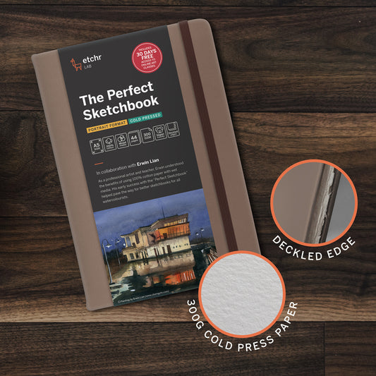 Etchr The Perfect Sketchbook A5 Portrait Cold Pressed 300g Deckled Edition