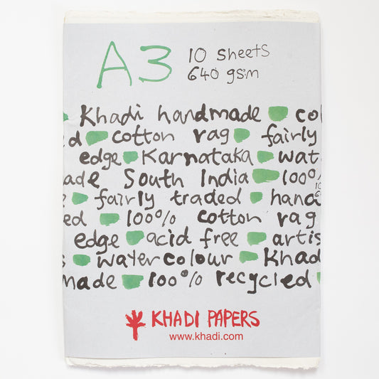 Khadi White rag paper 640gr 10 sheets 30x42cm A3