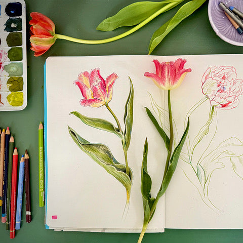 Workshop Mixed Media Tulpen door La Scarlatte (Pauline Teunissen) 14 maart 14.00-16.00u