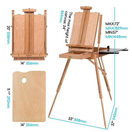 Meeden French Easel with Wooden Palette