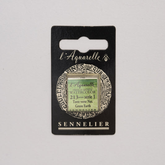 Sennelier l'Aquarelle 213 Green Earth half pan S1