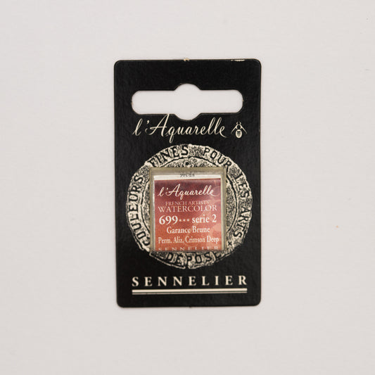 Sennelier l'Aquarelle 699 Permanent Alizarin Crimson Deep half pan S2