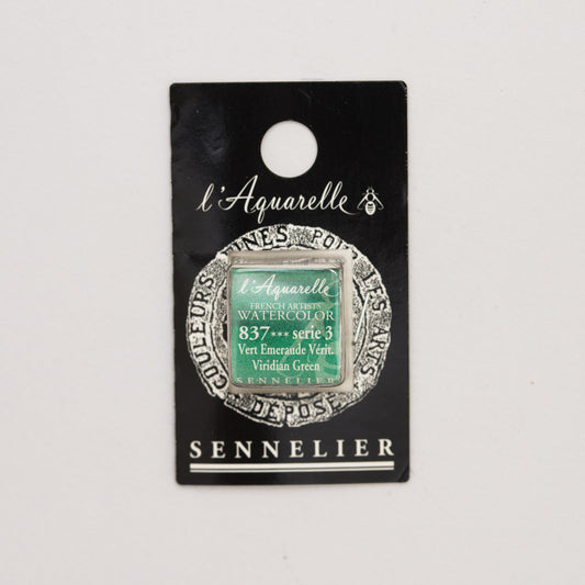 Sennelier l'Aquarelle 837 Viridian Green half pan S3