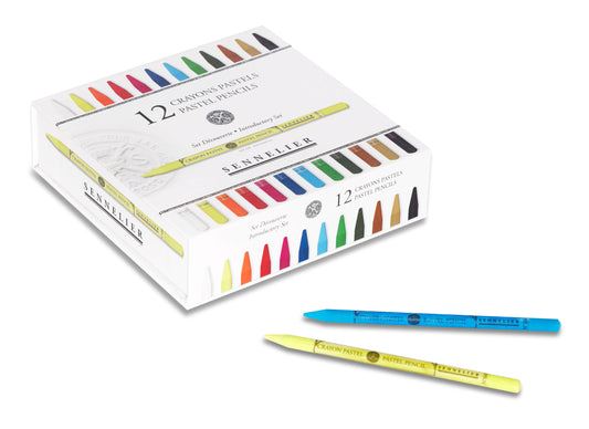 Set of 12 assorted Sennelier Pastel Pencils + 12 empty slots for 12 pencils