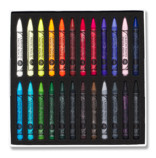 Set of 24 assorted half Sennelier Pastel Pencils + 12 empty slots for 12 pencils