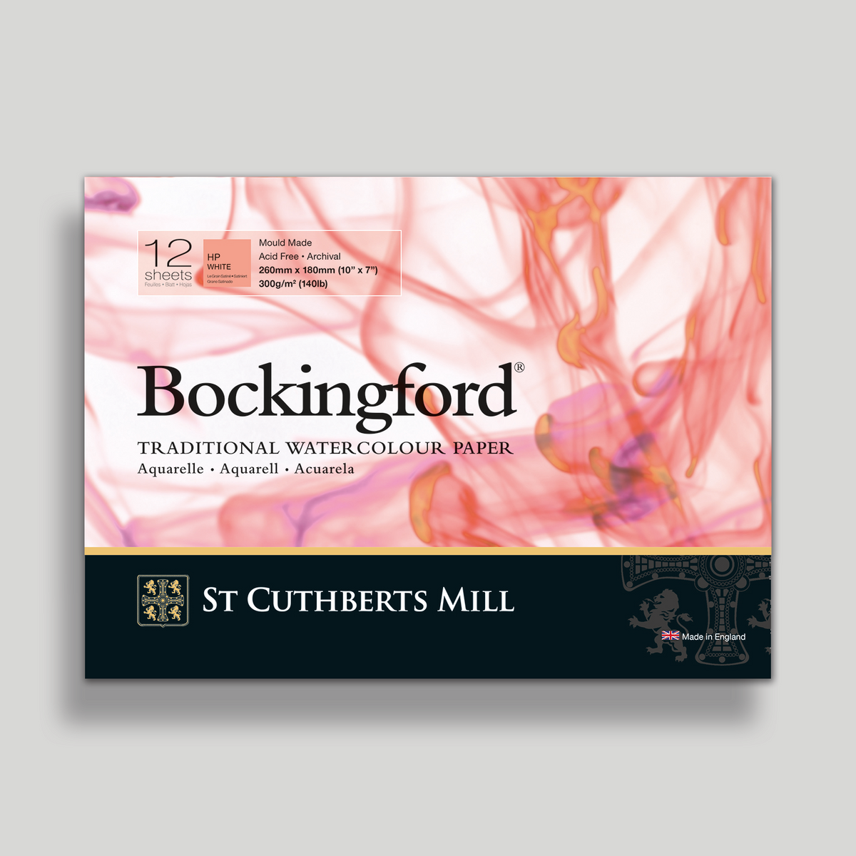 St. Cuthberts Bockingford Hot pressed Wit 300g 26x18cm 12 vel
