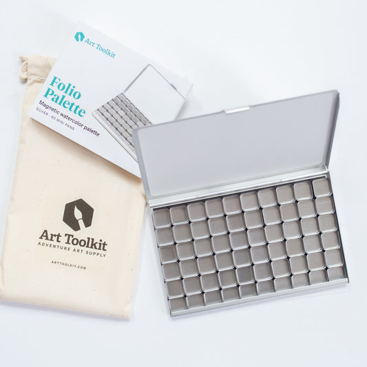 Art Toolkit Folio Silver Palette with 60 Mini Pans