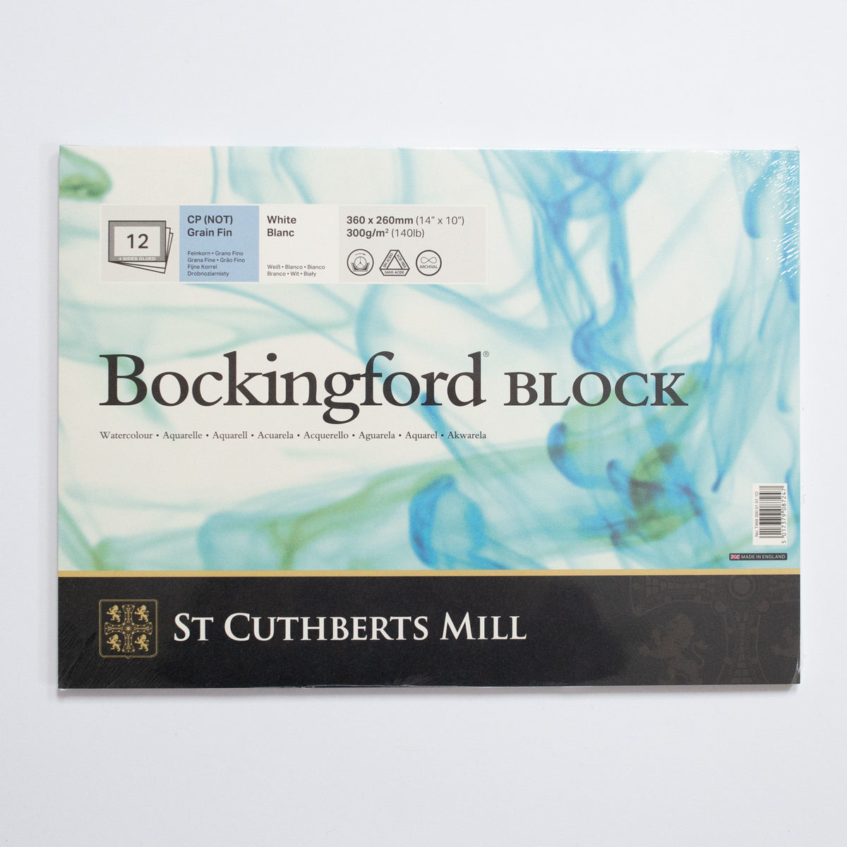 St. Cuthberts Bockingford Cold pressed Wit 300g 36x26cm 12 vel 4 zijdig verlijmd
