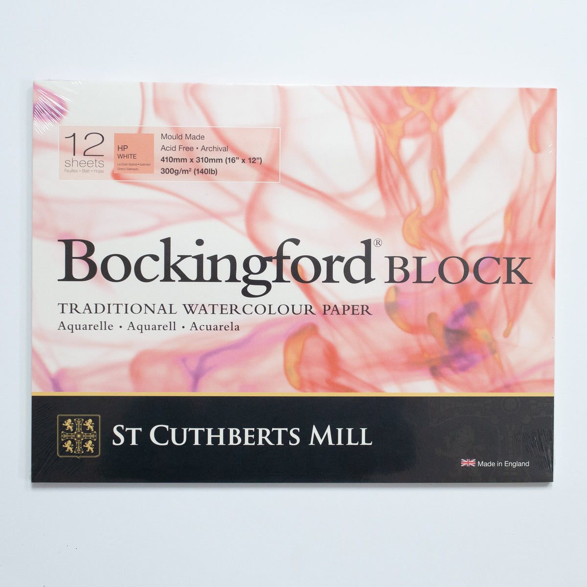 St. Cuthberts Bockingford Hot pressed Wit 300g 41x31cm 12 vel 4 zijdig verlijmd