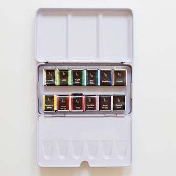 Etchr Pearlescent Watercolours: Versatile 12 Half Pan Set