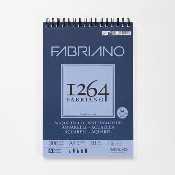 Fabriano 1264 aquarelblok met spiraal 30 vellen 300gr /m² 21x29,7cm (A4)