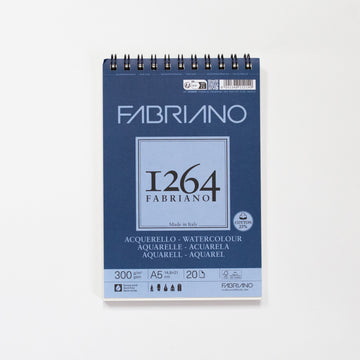 Fabriano 1264 aquarelblok met spiraal 20 vellen 300gr /m² 14,8x21cm (A5)