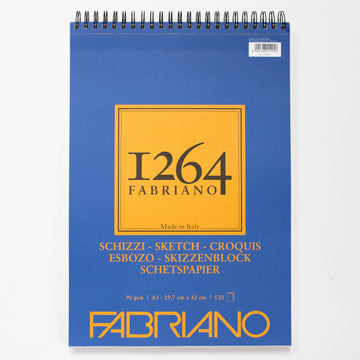 Fabriano 1264 schetsblok met spiraal 120 vellen 90gr/m² 29,7x42cm (A3)