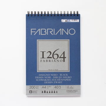 Fabriano 1264 tekenblok met spiraal 40 zwarte vellen 200gr/m² 21x29,7cm (A4)