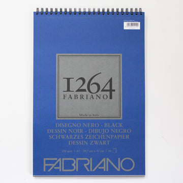 Fabriano 1264 tekenblok met spiraal 40 zwarte vellen 200gr/m² 29,7x42cm (A3)