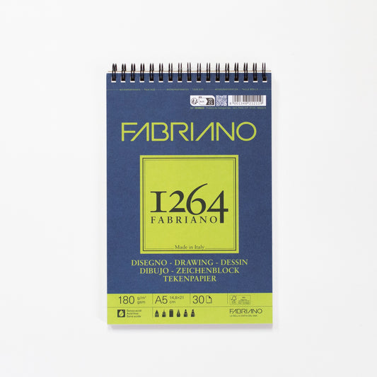 Fabriano 1264 tekenblok met spiraal 30 vellen 180gr/m² 14,8x21cm (A5)