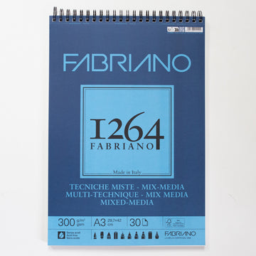 Fabriano 1264 mixed media blok met spiraal 30 vellen 300gr /m² 29,7x42cm (A3)